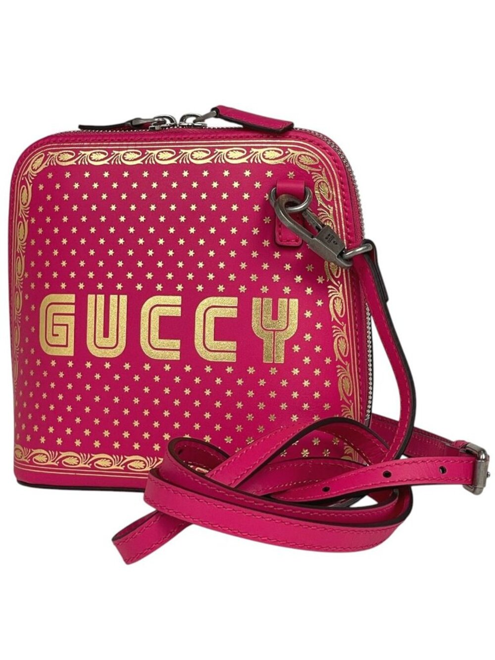 Gucci Shoulder Bag Sega Print Leather Pink